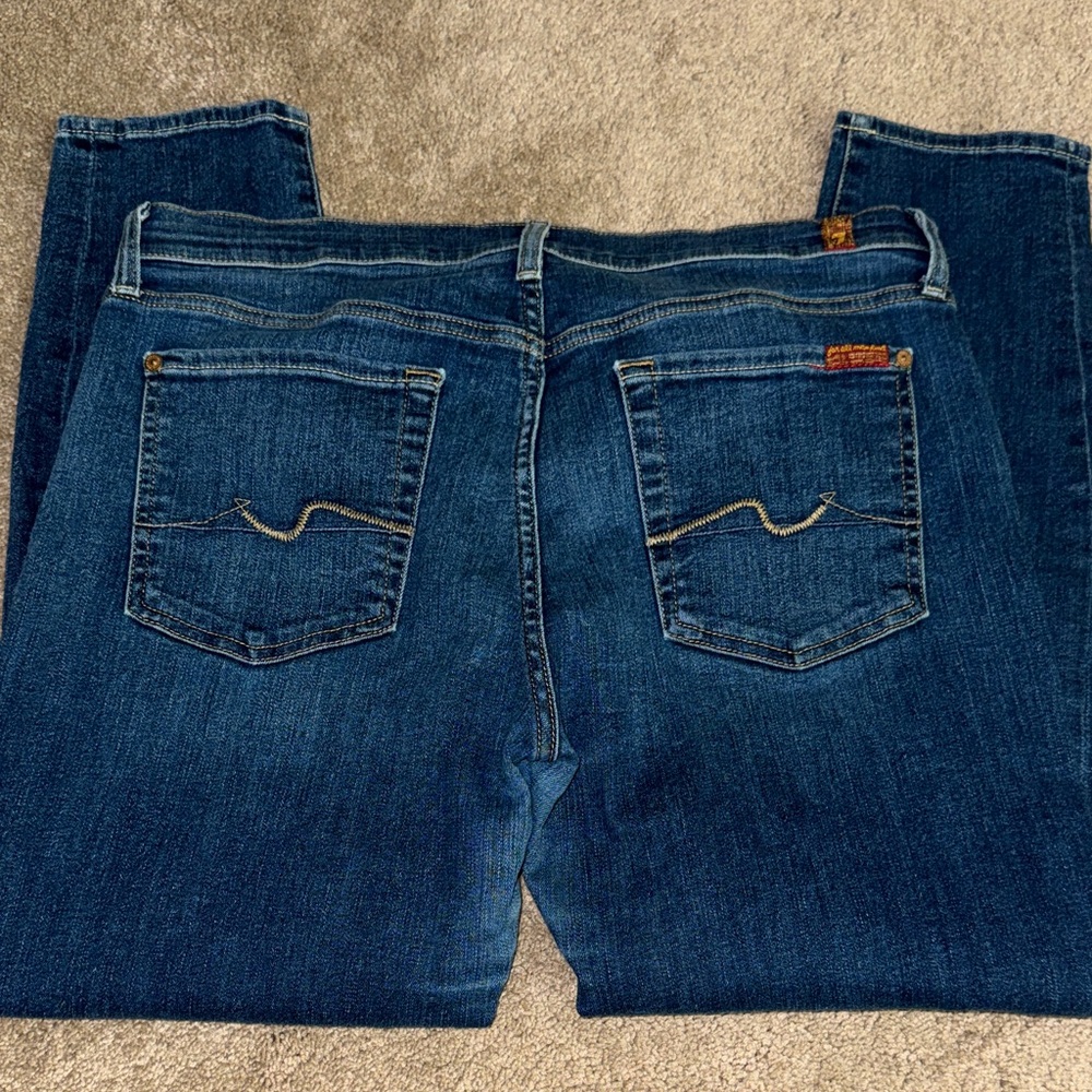 7 For All Mankind Dark Blue Straight Leg Jeans